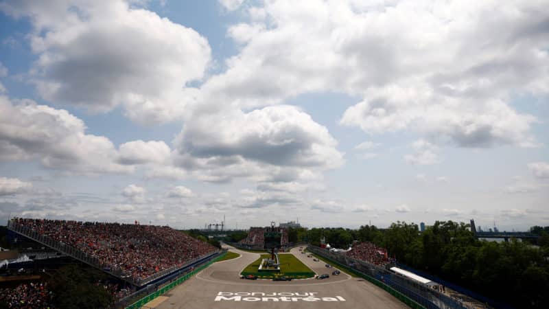 Max Verstappen leads at 2023 Canadian GP hairpin